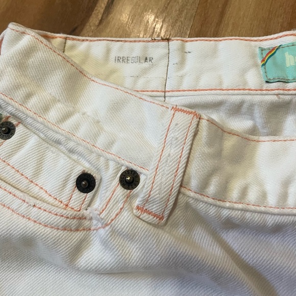 Vintage Hollister Y2K White Capri Jeans Orange Stitching Low Rise Size 5 - Picture 4 of 8